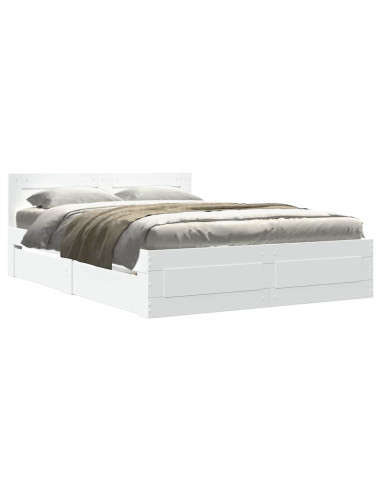 Struttura del letto 2 pcs Bianco 137 x 188 cm Legno multistrato