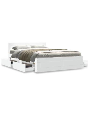 Struttura del letto 2 pcs Bianco 137 x 188 cm Legno multistrato