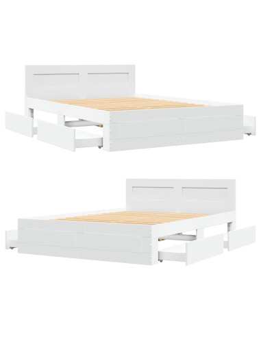 Struttura del letto 2 pcs Bianco 137 x 188 cm Legno multistrato