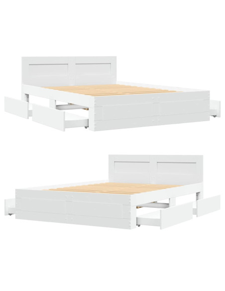 Struttura del letto 2 pcs Bianco 137 x 188 cm Legno multistrato