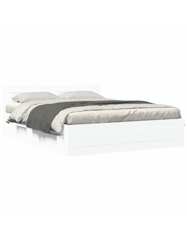 Struttura del letto 2 pcs Bianco 150 x 200 cm Legno multistrato