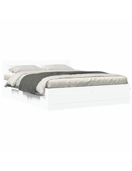 Struttura del letto 2 pcs Bianco 150 x 200 cm Legno multistrato