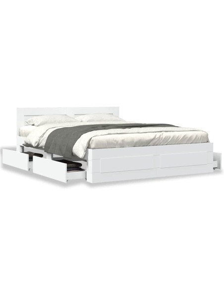 Struttura del letto 2 pcs Bianco 150 x 200 cm Legno multistrato