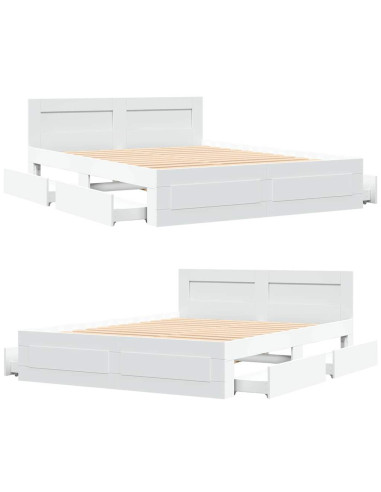 Struttura del letto 2 pcs Bianco 150 x 200 cm Legno multistrato