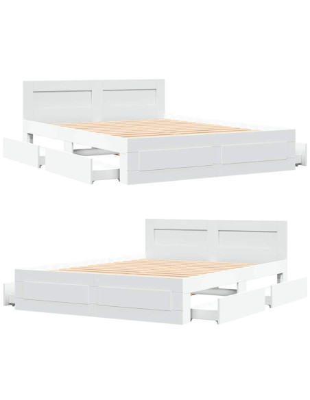 Struttura del letto 2 pcs Bianco 150 x 200 cm Legno multistrato