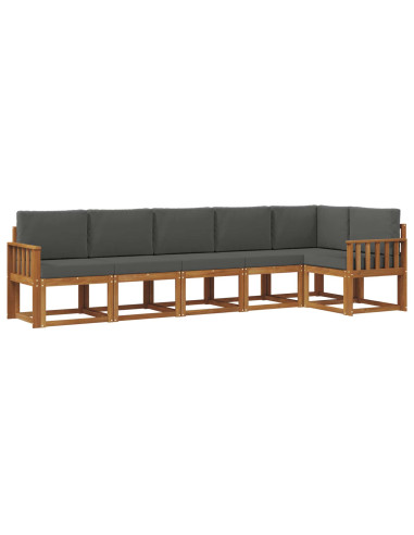 Set di divani da esterno con cuscino 6 pcs Naturale e Antracite