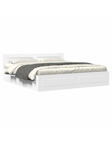 Struttura del letto 2 pcs Bianco 193 x 203 cm Legno multistrato