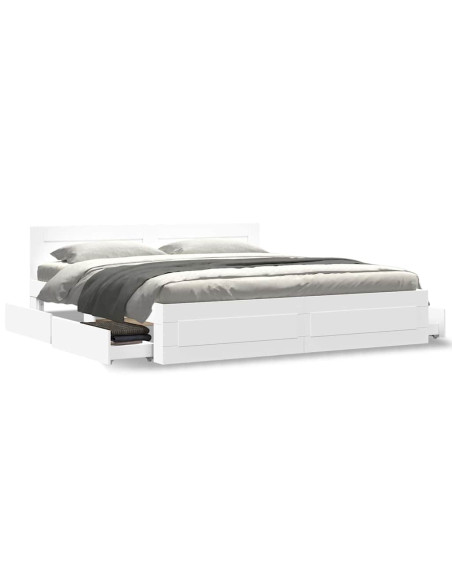Struttura del letto 2 pcs Bianco 193 x 203 cm Legno multistrato