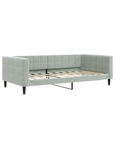 Letto da Giorno Grigio Chiaro 100x190 cm in Velluto 2