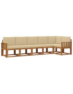 Set di divani da esterno con cuscino 6 pcs Naturale e Beige 2