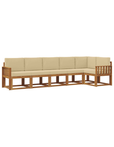 Set di divani da esterno con cuscino 6 pcs Naturale e Beige