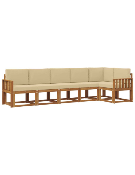 Set di divani da esterno con cuscino 6 pcs Naturale e Beige