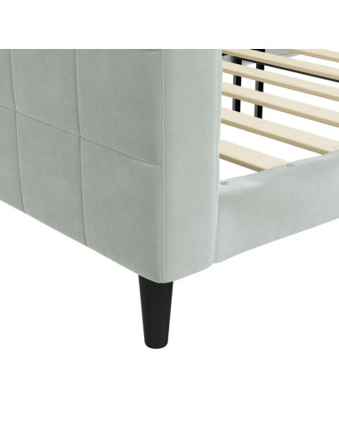 Letto da Giorno Grigio Chiaro 100x190 cm in Velluto