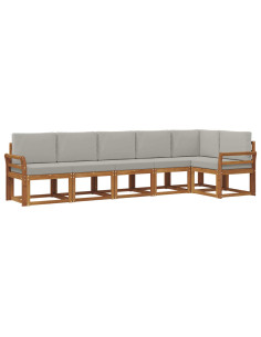 Set di divani da esterno 6 pcs Grigio Naturale e Chiaro 2