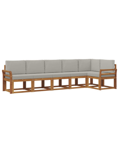 Set di divani da esterno 6 pcs Grigio Naturale e Chiaro