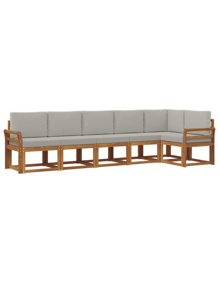 Set di divani da esterno 6 pcs Grigio Naturale e Chiaro