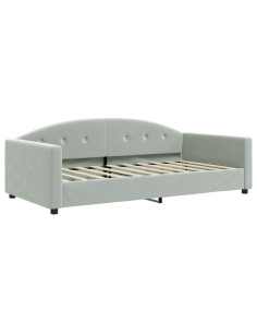 Letto da Giorno Grigio Chiaro 100x190 cm in Velluto 2