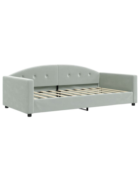 Letto da Giorno Grigio Chiaro 100x190 cm in Velluto