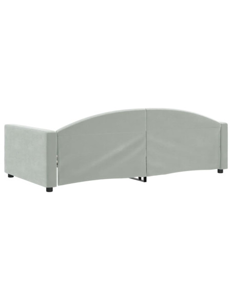 Letto da Giorno Grigio Chiaro 100x190 cm in Velluto