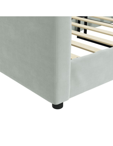Letto da Giorno Grigio Chiaro 100x190 cm in Velluto