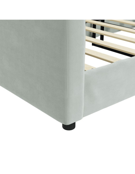 Letto da Giorno Grigio Chiaro 100x190 cm in Velluto