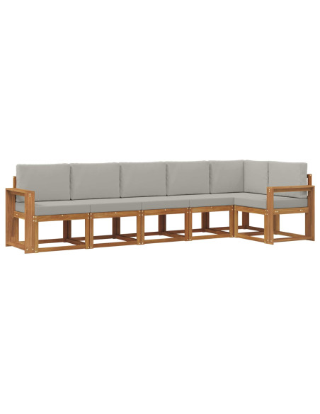 Set di divani da esterno 6 pcs Grigio Naturale e Chiaro