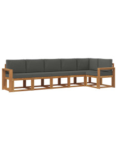 Set di divani da esterno con cuscino 6 pcs Naturale e Antracite 2