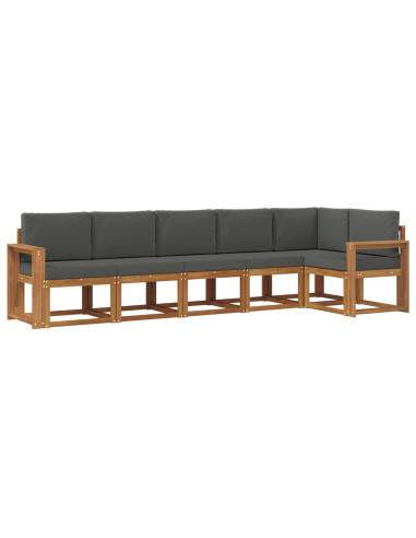 Set di divani da esterno con cuscino 6 pcs Naturale e Antracite
