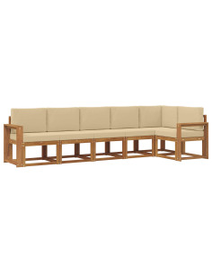 Set di divani da esterno con cuscino 6 pcs Naturale e Beige 2