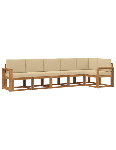 Set di divani da esterno con cuscino 6 pcs Naturale e Beige