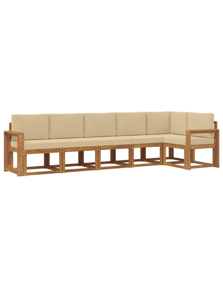 Set di divani da esterno con cuscino 6 pcs Naturale e Beige