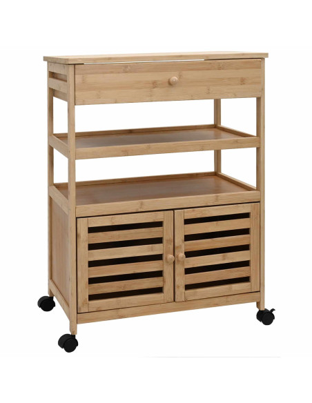 Carrello da Cucina con Ruote Naturale 59,5 x 36 x 82 cm Bambù