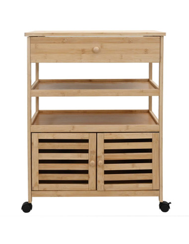 Carrello da Cucina con Ruote Naturale 59,5 x 36 x 82 cm Bambù