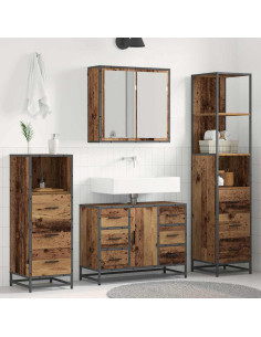 Set di mobili per il bagno 3 pcs Legno vecchio 80 x 33 x 60 cm 2