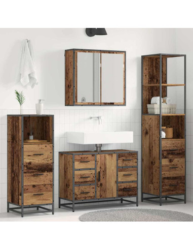 Set di mobili per il bagno 3 pcs Legno vecchio 80 x 33 x 60 cm