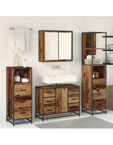 Set di mobili per il bagno 3 pcs Legno vecchio 80 x 33 x 60 cm