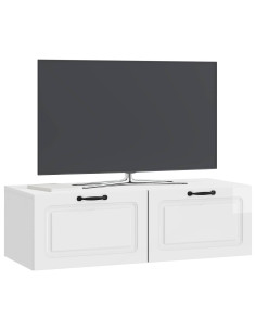 Mobile Porta TV da Muro Bianco Lucido 98 x 41 x 30 cm 2