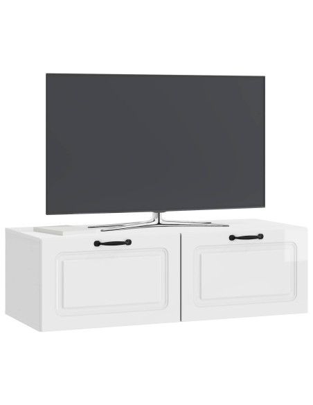 Mobile Porta TV da Muro Bianco Lucido 98 x 41 x 30 cm