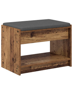 Panca per ingresso con cuscino Legno vecchio 63 x 38 x 45 cm 2