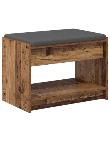 Panca per ingresso con cuscino Legno vecchio 63 x 38 x 45 cm
