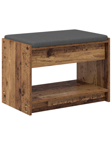 Panca per ingresso con cuscino Legno vecchio 63 x 38 x 45 cm