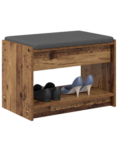 Panca per ingresso con cuscino Legno vecchio 63 x 38 x 45 cm