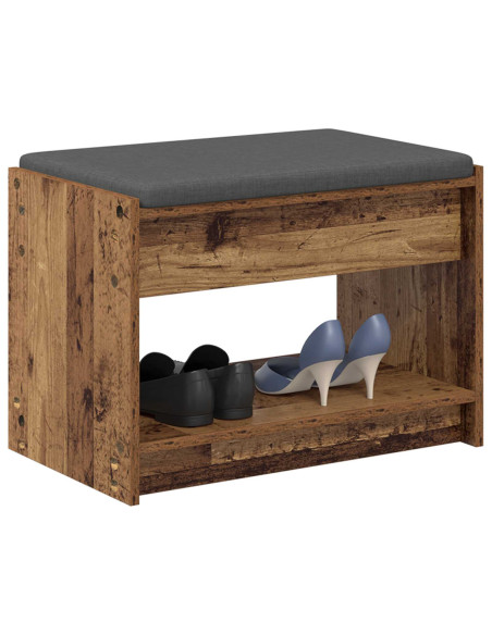 Panca per ingresso con cuscino Legno vecchio 63 x 38 x 45 cm