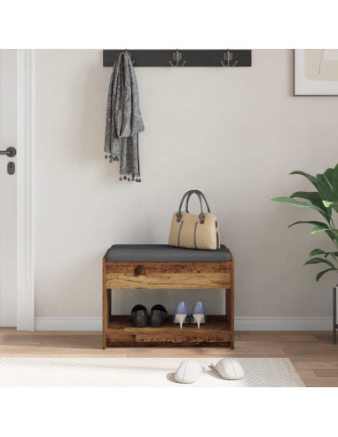 Panca per ingresso con cuscino Legno vecchio 63 x 38 x 45 cm