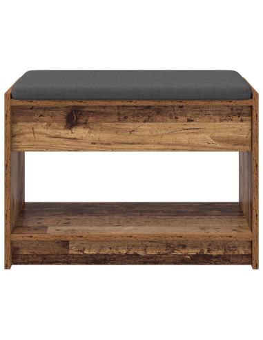 Panca per ingresso con cuscino Legno vecchio 63 x 38 x 45 cm