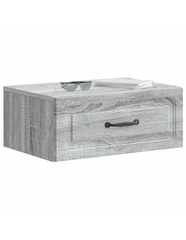 Mobiletto da notte a muro Grigio Sonoma 49 x 34,5 x 20 cm