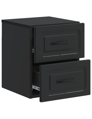 Mobiletto da notte a muro con cassetto Nero 34,5 x 33 x 40 cm