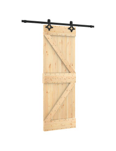 Porta scorrevole Naturale e Nero 70 x 210 cm 2