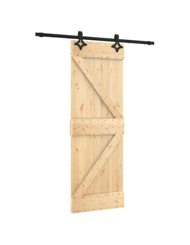 Porta scorrevole Naturale e Nero 70 x 210 cm