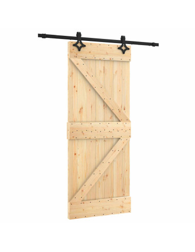 Porta scorrevole Naturale e Nero 85 x 210 cm